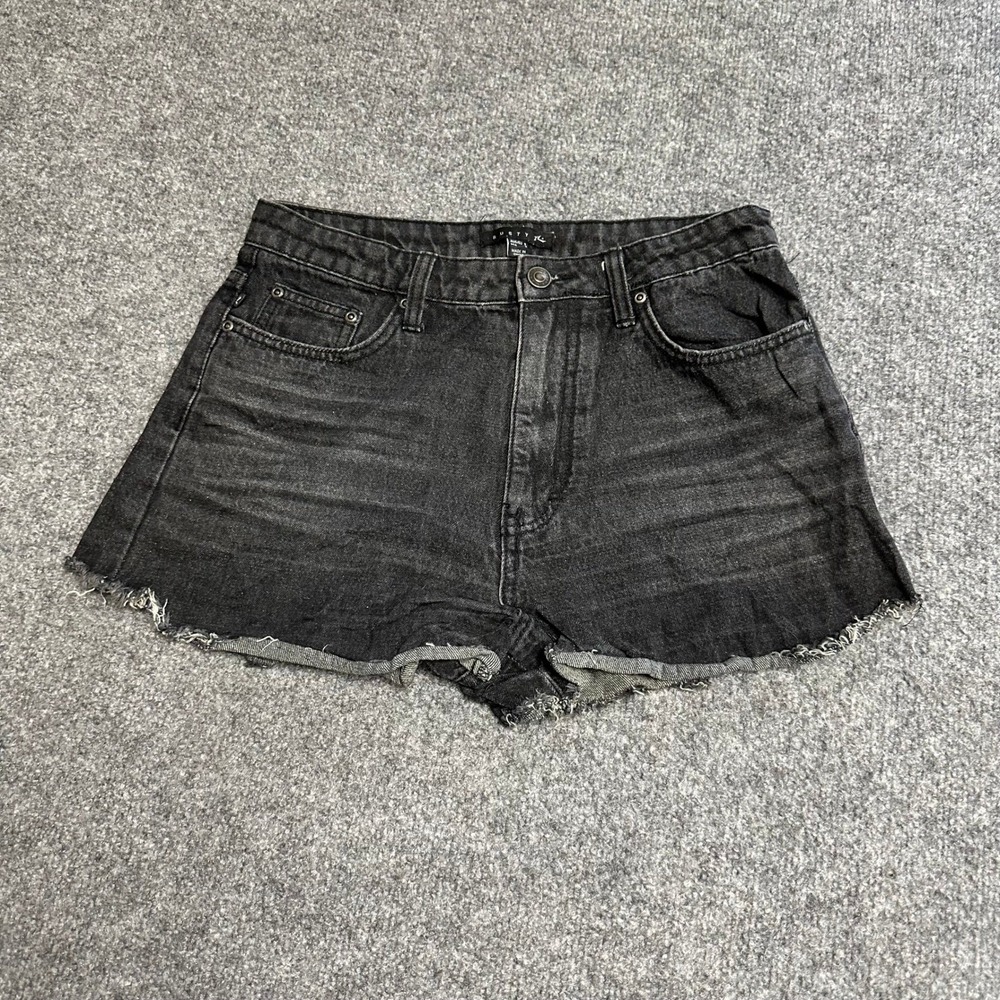 Rusty Denim Shorts Womens Size 3 Washed Black High Waisted Raw Hem Cotton